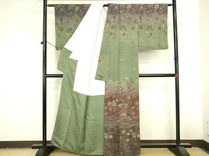 平和屋着物●訪問着　作家物　草花　枝梅　暈し染め　正絹　逸品　DABK2428op