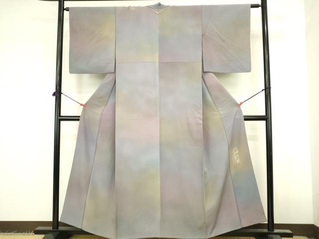 平和屋着物●染色作家　斉藤三才　小紋　霞文　暈し染め　正絹　逸品　DABK2429op