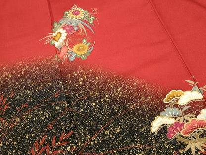 平和屋着物●豪華振袖　草花　暈し染め　金彩　正絹　逸品　DABK2431op