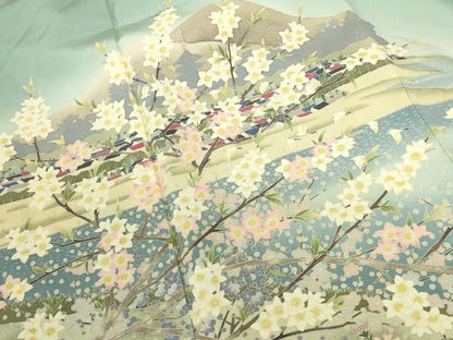 平和屋着物●本加賀友禅作家　横山秀一　色留袖　風景花文　暈し染め　正絹　逸品　DABK2437op