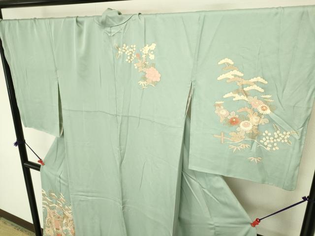 平和屋着物●訪問着　御所車花文　松竹梅　金彩　正絹　逸品　DABK2439op