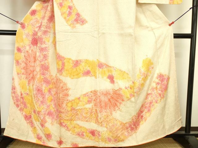 平和屋着物●訪問着　総絞り　花熨斗文　正絹　逸品　DABK2440op