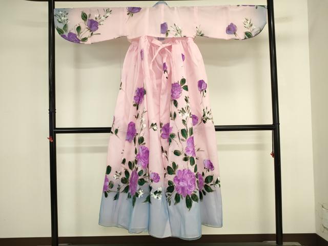 平和屋本店●極上　チマチョゴリ　韓服　民族衣装　手描き　草花　金彩　逸品　DABK2443op