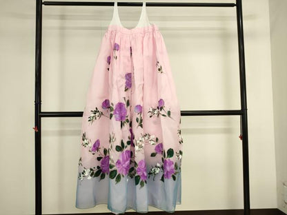 平和屋本店●極上　チマチョゴリ　韓服　民族衣装　手描き　草花　金彩　逸品　DABK2443op