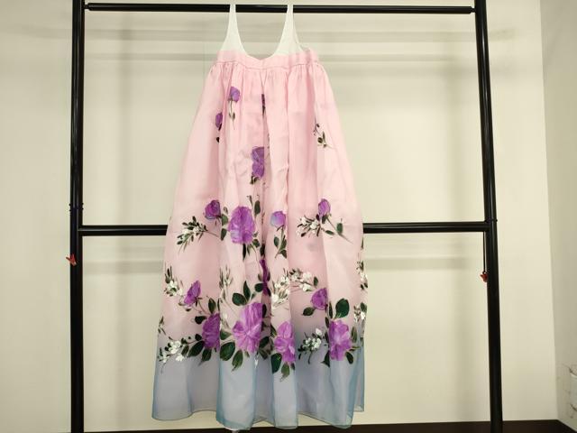 平和屋本店●極上　チマチョゴリ　韓服　民族衣装　手描き　草花　金彩　逸品　DABK2443op