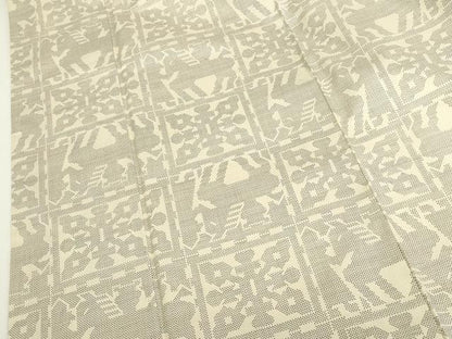 平和屋着物●本場大島紬　白大島　7マルキ　古代エジプト文様　正絹　逸品　未使用　DABK2444op