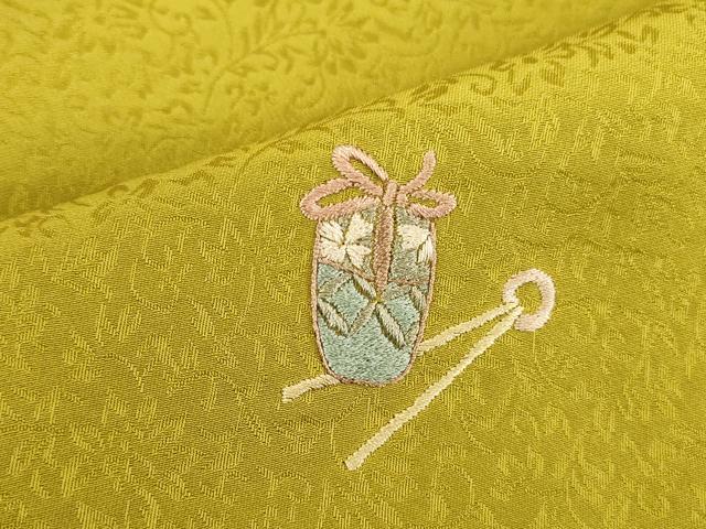 平和屋着物●上質な小紋　総刺繍　茶道具　正絹　逸品　DABK2446op