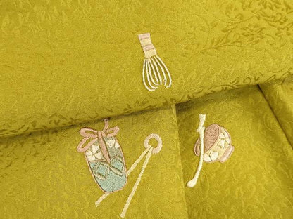 平和屋着物●上質な小紋　総刺繍　茶道具　正絹　逸品　DABK2446op