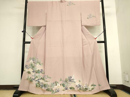 平和屋着物●訪問着　風景松文　暈し染め　金彩　正絹　逸品　DABK2449op