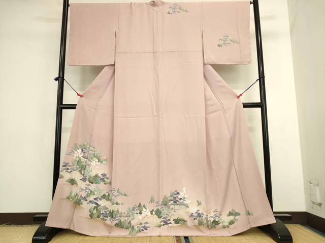 平和屋着物●訪問着　風景松文　暈し染め　金彩　正絹　逸品　DABK2449op