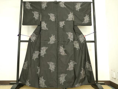 平和屋着物●本場大島紬　9マルキ　地空　花車文　正絹　逸品　DABK2450op