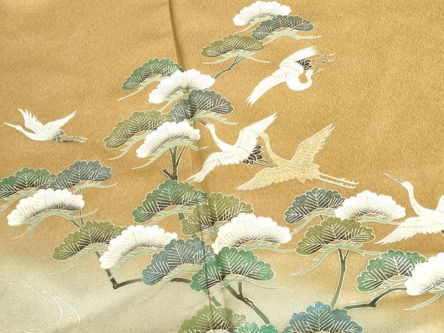 平和屋着物●訪問着　飛鶴松文　暈し染め　金銀彩　ロング丈　正絹　逸品　DABK2452op