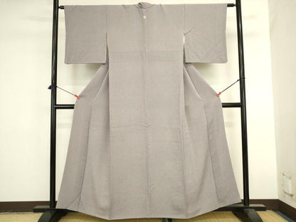 平和屋着物●江戸小紋　万筋　紫鼠色×潤色　鬼しぼ縮緬　正絹　逸品　DABK2456op
