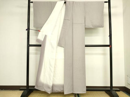 平和屋着物●江戸小紋　万筋　葡萄鼠色×紫水晶色　正絹　逸品　DABK2457op