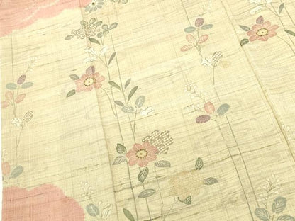 平和屋着物●染織の名門　しょうざん  生紬　訪問着　流水花文　胴抜き仕立て　正絹　逸品　DABK2458op