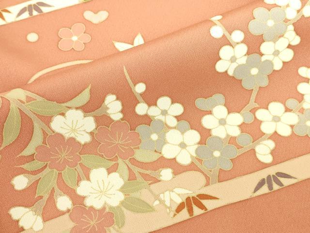 平和屋着物●訪問着　駒刺繍　扇面風景花松文　金銀彩　正絹　逸品　DABK2470op
