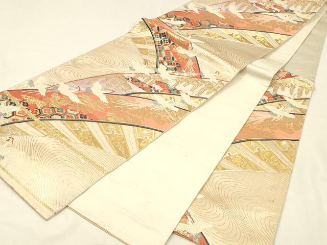 平和屋着物◎六通柄袋帯　唐織　片輪車鳳凰花文　金銀糸　正絹　逸品　DABK2481op