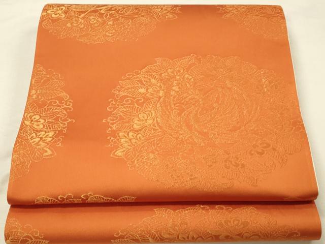 平和屋着物◎両面　全通柄袋帯　鳳凰花文　金糸　正絹　逸品　DABK2493op