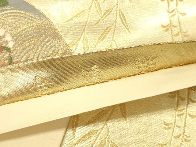 平和屋着物◎六通柄袋帯　唐織　誰が袖花文　全通箔　金糸　正絹　逸品　DABK2502op