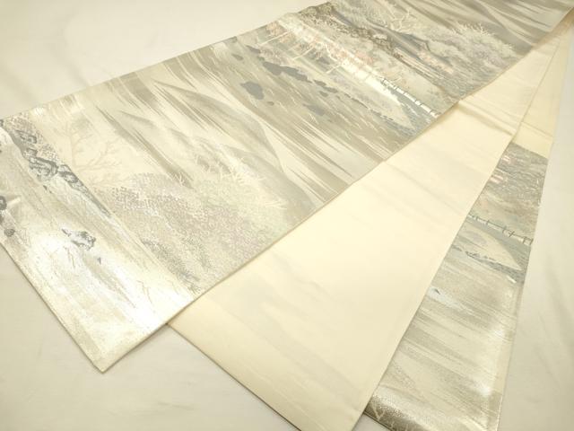 平和屋着物◎六通柄袋帯　宇治平等院　プラチナ二重箔　正絹　逸品　DABK2513op