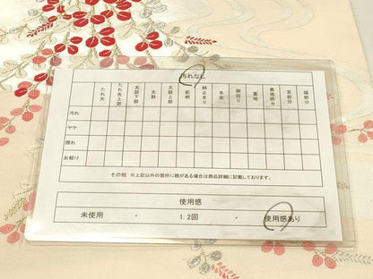 平和屋着物◎九寸名古屋帯　唐織　草葉文　金銀糸　正絹　逸品　DABK2529op