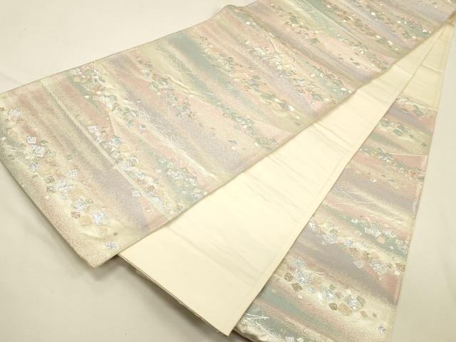 平和屋着物◎六通柄袋帯　箔散らし　金銀糸　正絹　逸品　DABK2536op