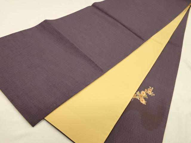 平和屋着物◎太鼓柄袋帯　ふくれ織　草花　金彩　正絹　逸品　DABK2539op
