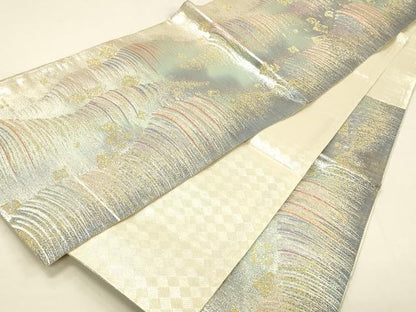平和屋着物◎佐賀錦　六通柄袋帯　流水箔散らし文　金銀糸　鈴乃屋扱い　正絹　逸品　未使用　DABK2544op