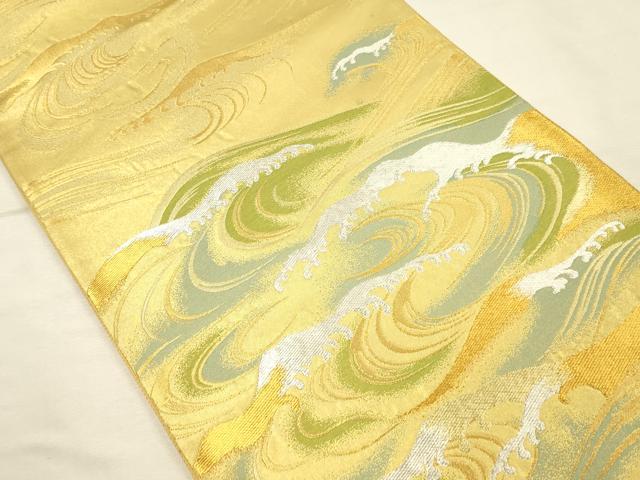 平和屋着物◎太鼓柄袋帯　立波文　金銀糸　正絹　逸品　DABK2546op