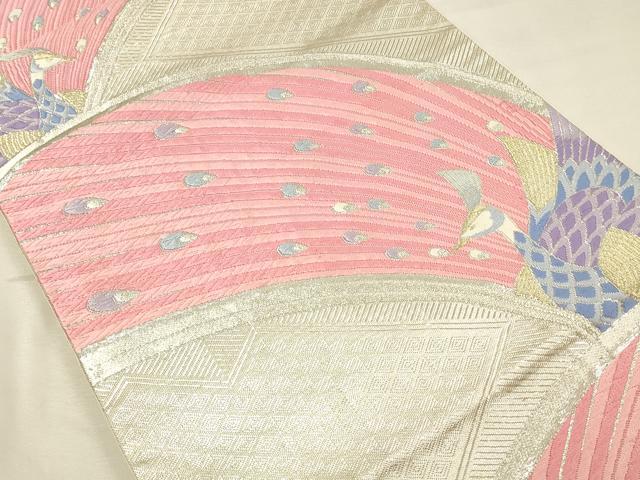 平和屋着物◎六通柄袋帯　唐織　孔雀文　金銀糸　正絹　逸品　DABK2547op