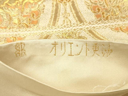 平和屋着物◎西陣　服部織物謹製　六通柄袋帯　オリエント更沙　金糸　正絹　逸品　DABK2577op