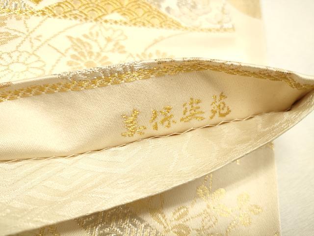 平和屋着物◎全通柄袋帯　風景花文　美保姿苑　金銀糸　正絹　逸品　DABK2581op