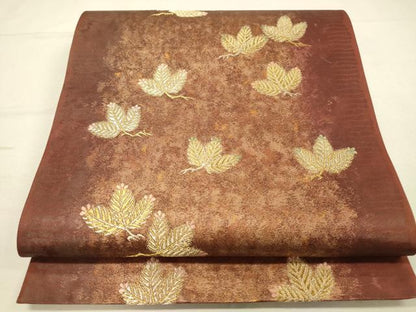 平和屋着物◎六通柄袋帯　松葉文　金糸　引箔　正絹　逸品　DABK2595op