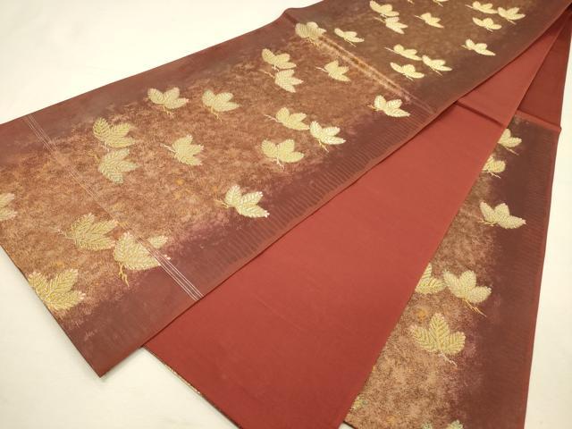 平和屋着物◎六通柄袋帯　松葉文　金糸　引箔　正絹　逸品　DABK2595op