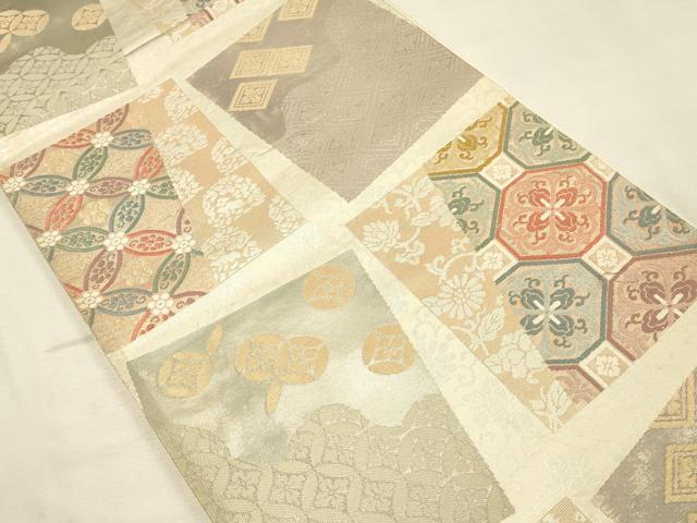 平和屋着物◎六通柄袋帯　唐織　色紙重ね　吉祥花文　金銀糸　正絹　逸品　DABK2599op