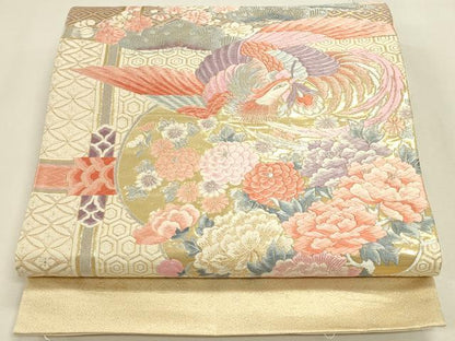 平和屋本店▼六通柄袋帯　唐織　鳳凰花文　九百錦　24金箔　正絹　逸品　DABK2609op