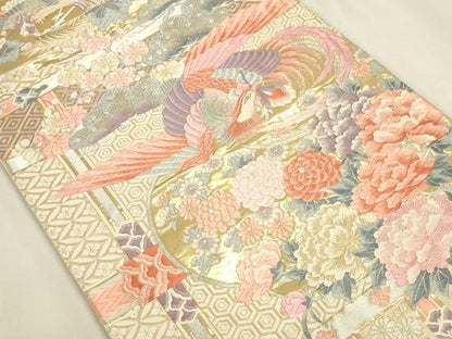 平和屋本店▼六通柄袋帯　唐織　鳳凰花文　九百錦　24金箔　正絹　逸品　DABK2609op