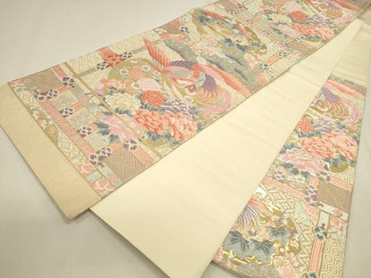 平和屋本店▼六通柄袋帯　唐織　鳳凰花文　九百錦　24金箔　正絹　逸品　DABK2609op