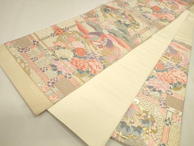 平和屋本店▼六通柄袋帯　唐織　鳳凰花文　九百錦　24金箔　正絹　逸品　DABK2609op