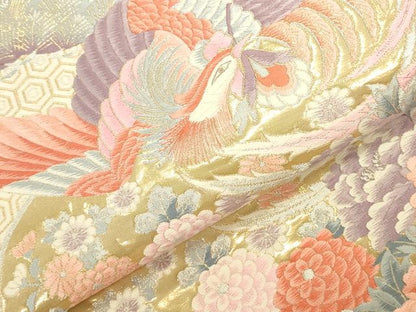 平和屋本店▼六通柄袋帯　唐織　鳳凰花文　九百錦　24金箔　正絹　逸品　DABK2609op