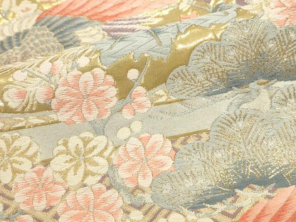 平和屋本店▼六通柄袋帯　唐織　鳳凰花文　九百錦　24金箔　正絹　逸品　DABK2609op