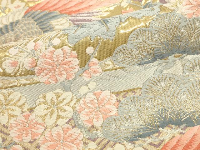 平和屋本店▼六通柄袋帯　唐織　鳳凰花文　九百錦　24金箔　正絹　逸品　DABK2609op