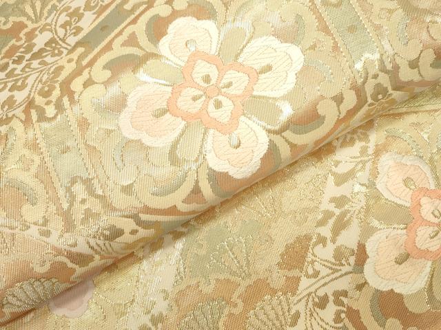 平和屋本店▼六通柄袋帯　亀甲花文　純金箔　正絹　逸品　DABK2611op