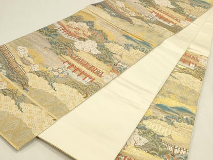 平和屋本店▼六通柄袋帯　平安神宮　本金箔　正絹　逸品　DABK2613op