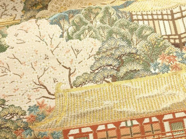 平和屋本店▼六通柄袋帯　平安神宮　本金箔　正絹　逸品　DABK2613op