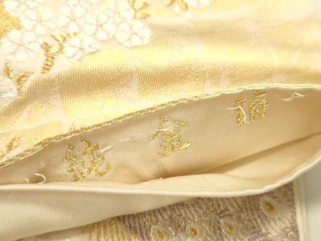 平和屋本店▼六通柄袋帯　唐織　孔雀花文　純金箔　正絹　逸品　DABK2615op