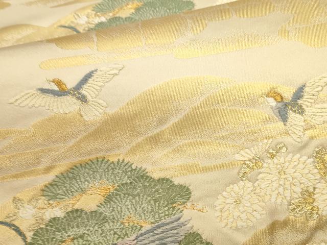 平和屋本店▼六通柄袋帯　唐織　孔雀花文　純金箔　正絹　逸品　DABK2615op
