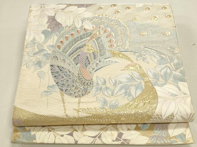 平和屋本店▼六通柄袋帯　唐織　双鳥彩錦　九百錦　24K純金箔錦　正絹　逸品　DABK2616op