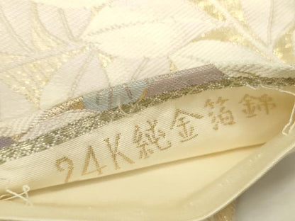 平和屋本店▼六通柄袋帯　唐織　双鳥彩錦　九百錦　24K純金箔錦　正絹　逸品　DABK2616op
