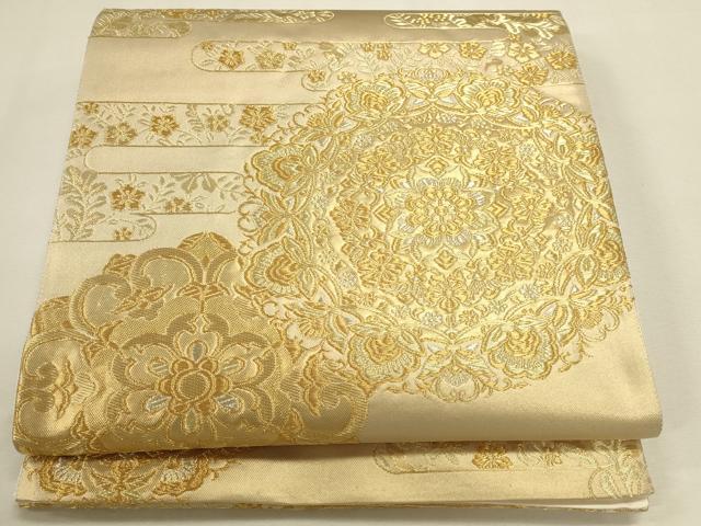 平和屋本店▼六通柄袋帯　正倉院花文　純金箔　正絹　逸品　DABK2617op
